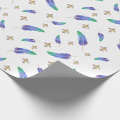 Mardi Gras Feathers und Lilie Pattern Geschenkpapier (Ecke)