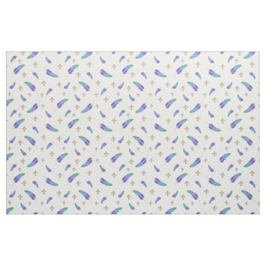 Mardi Gras Feathers und Lilie Pattern Stoff (Yard (91,4 cm))