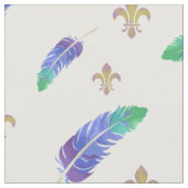 Mardi Gras Feathers und Lilie Pattern Stoff (Nahaufnahme)