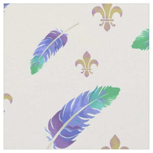 Mardi Gras Feathers und Lilie Pattern Stoff (Nahaufnahme)