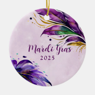 Mardi Gras Feder Datiert Keramik Ornament