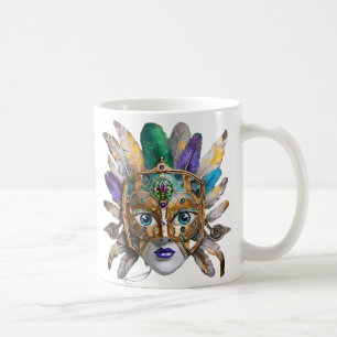 Mardi Gras-Feder- und Metallmaske Kaffeetasse