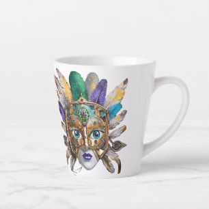 Mardi Gras-Feder- und Metallmaske Milchtasse