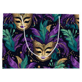 Mardi Gras Federn und Maske Große Geschenktüte (Rückseite)