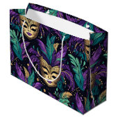 Mardi Gras Federn und Maske Große Geschenktüte (Rückseite Schrägansicht)
