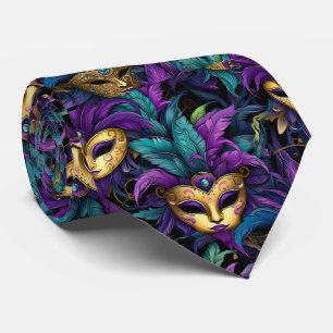 Mardi Gras Federn und Masken Halstuch Krawatte