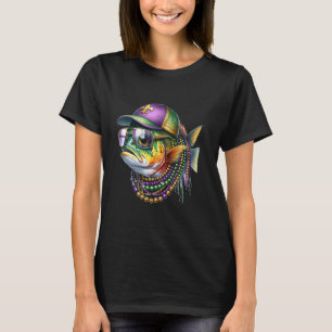 Mardi Gras Feier Barsch Fisch Angler Fu T-Shirt