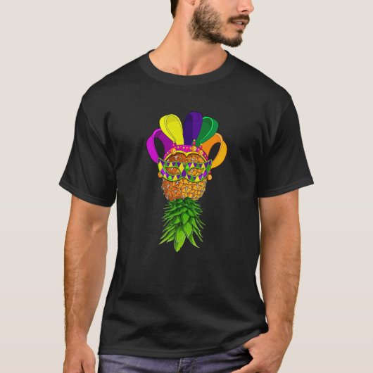 Mardi Gras Festival Party Funny Pineappel Jester M T-Shirt (Vorderseite)