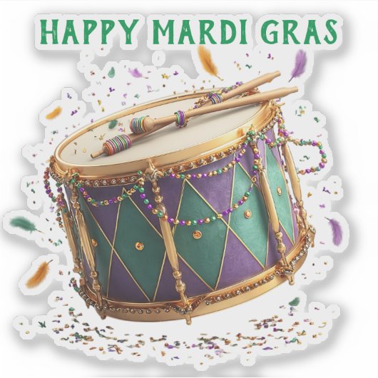 Mardi Gras Festive Drum Aufkleber (Vorderseite)