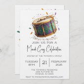 Mardi Gras Festive Drum Celebration Einladung (Vorne/Hinten)