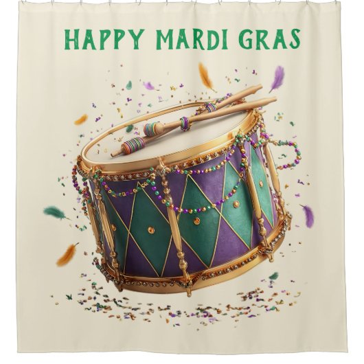 Mardi Gras Festive Drum Duschvorhang (Vorderseite)