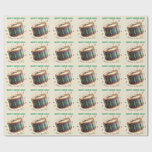 Mardi Gras Festive Drum Geschenkpapier (Flach)