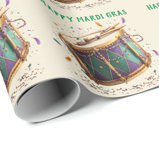 Mardi Gras Festive Drum Geschenkpapier (Rolleneckpunkt)