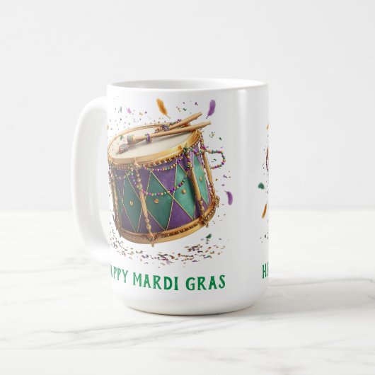 Mardi Gras Festive Drum Kaffeetasse (Vorderseite Links)