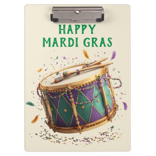 Mardi Gras Festive Drum Klemmbrett (Vorderseite)