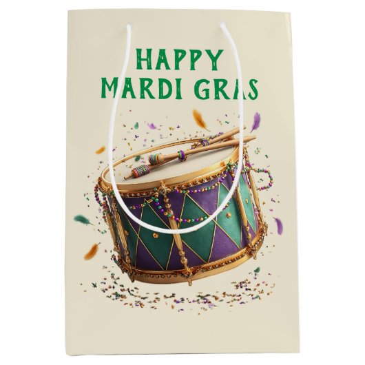 Mardi Gras Festive Drum Mittlere Geschenktüte (Vorderseite)
