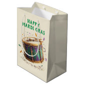 Mardi Gras Festive Drum Mittlere Geschenktüte (Rückseite Schrägansicht)