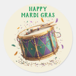 Mardi Gras Festive Drum Runder Aufkleber