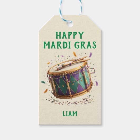 Mardi Gras Festtrommel Geschenkanhänger (Vorderseite)