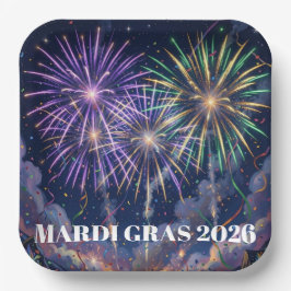 Mardi Gras Feuerwerk Personalisierte Party  Pappteller