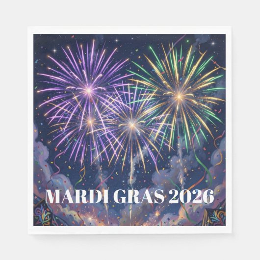 Mardi Gras Feuerwerk Personalisierte Party  Serviette (Vorderseite)