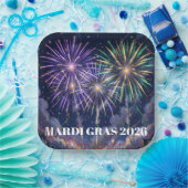 Mardi Gras Fireworks Personalize Party Pappteller (Party)