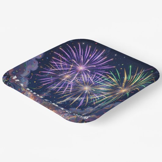 Mardi Gras Fireworks Personalize Party  Pappteller (Gewinkelt)