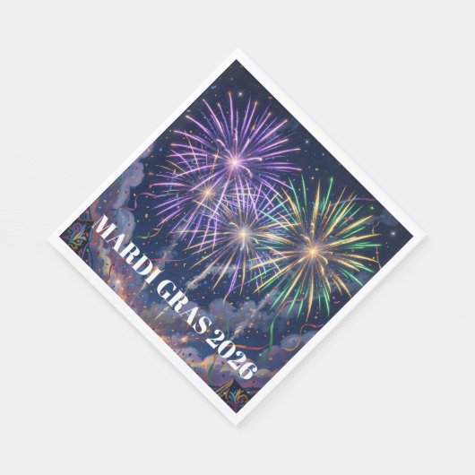 Mardi Gras Fireworks Personalize Party Serviette (Ecke)