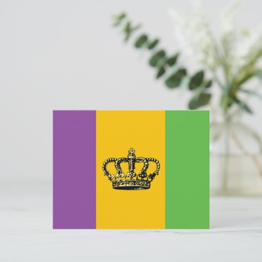 Mardi Gras Flag Crown Postkarte (Stehend Vorderseite)