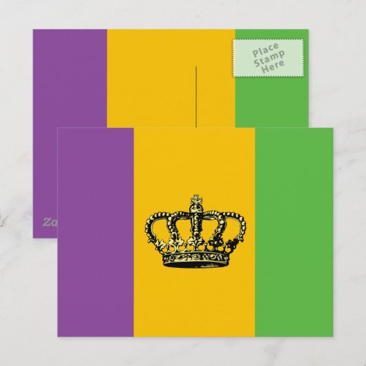 Mardi Gras Flag Crown Postkarte (Vorne/Hinten)