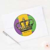 Mardi Gras Flag Crown Runder Aufkleber (Umschlag)