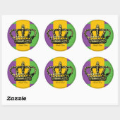 Mardi Gras Flag Crown Runder Aufkleber (Blatt)