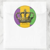Mardi Gras Flag Crown Runder Aufkleber (Tasche)