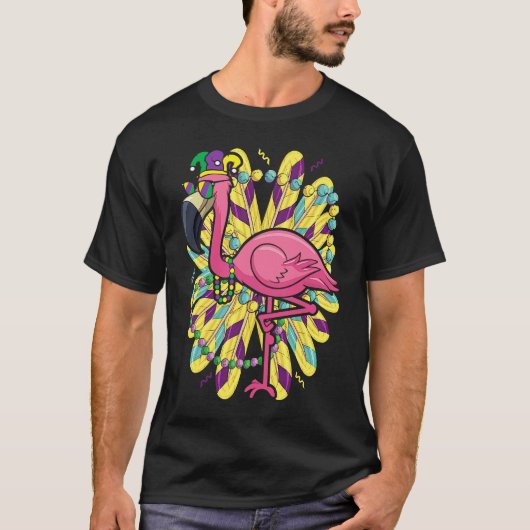 Mardi Gras flamingo jester hat Carnival Party T-Shirt (Vorderseite)