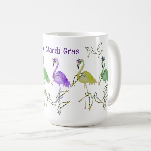 Mardi Gras flamingos party Kaffeetasse (VorderseiteRechts)