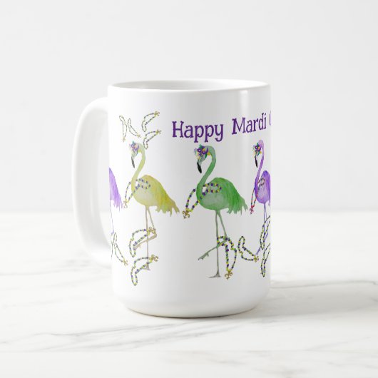 Mardi Gras flamingos party Kaffeetasse (Vorderseite Links)