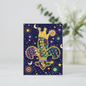 Mardi Gras Fleur Celebrate Postkarte (Stehend Vorderseite)