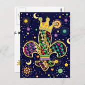 Mardi Gras Fleur Celebrate Postkarte (Vorne/Hinten)