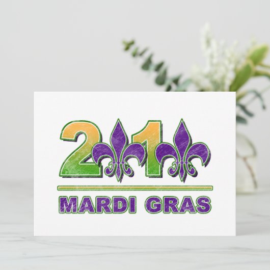 Mardi Gras Fleur-de-Lis 2010 Einladung (Stehend Vorderseite)