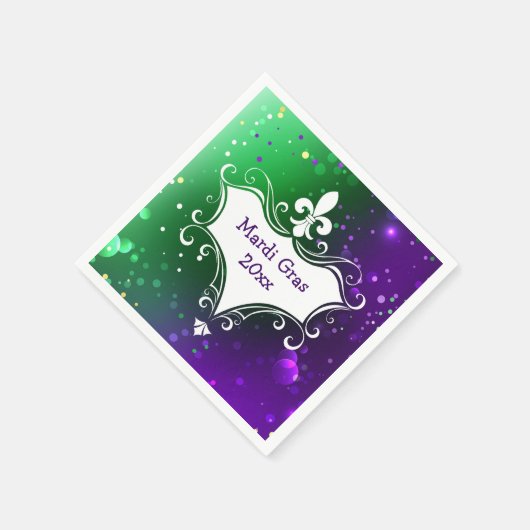 Mardi Gras Fleur-de-lis Add Year Serviette (Ecke)