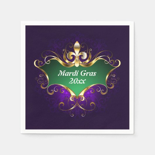 Mardi Gras Fleur-de-lis Add Year Serviette (Vorderseite)