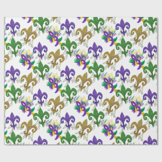 Mardi Gras fleur de lis and masks Geschenkpapier
