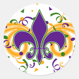 Mardi Gras Fleur-de-Lis-Aufkleber Runder Aufkleber