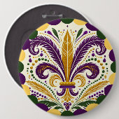 Mardi Gras fleur-de-lis Button (Vorne & Hinten)