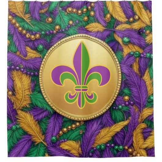 Mardi Gras Fleur de lis Duschvorhang (Vorderseite)