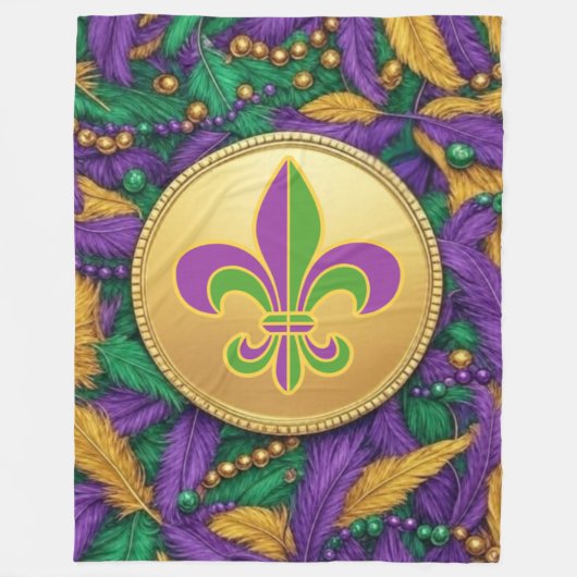 Mardi Gras Fleur de lis Fleecedecke (Vorderseite)