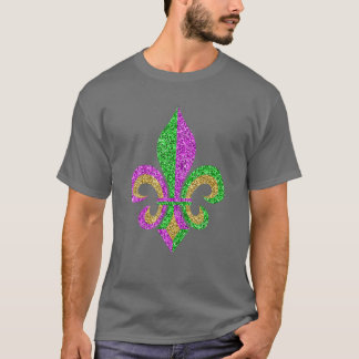 Mardi Gras Fleur De Lis Glitter Carnival Jester Me T-Shirt