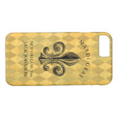 Mardi Gras Fleur-de-lis Harlequin Add Name & Year Case-Mate iPhone Hülle (Rückseite (Horizontal))
