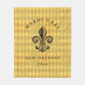Mardi Gras Fleur-de-lis Harlequin Add Year Fleecedecke (Vorderseite)