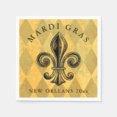 Mardi Gras Fleur-de-lis Harlequin Add Year Serviette (Vorderseite)
